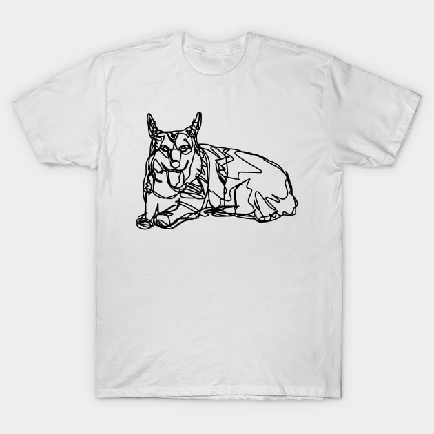 Corgi Doodle Sketch Tongue Out Tuesday Dog T-Shirt by ellenhenryart